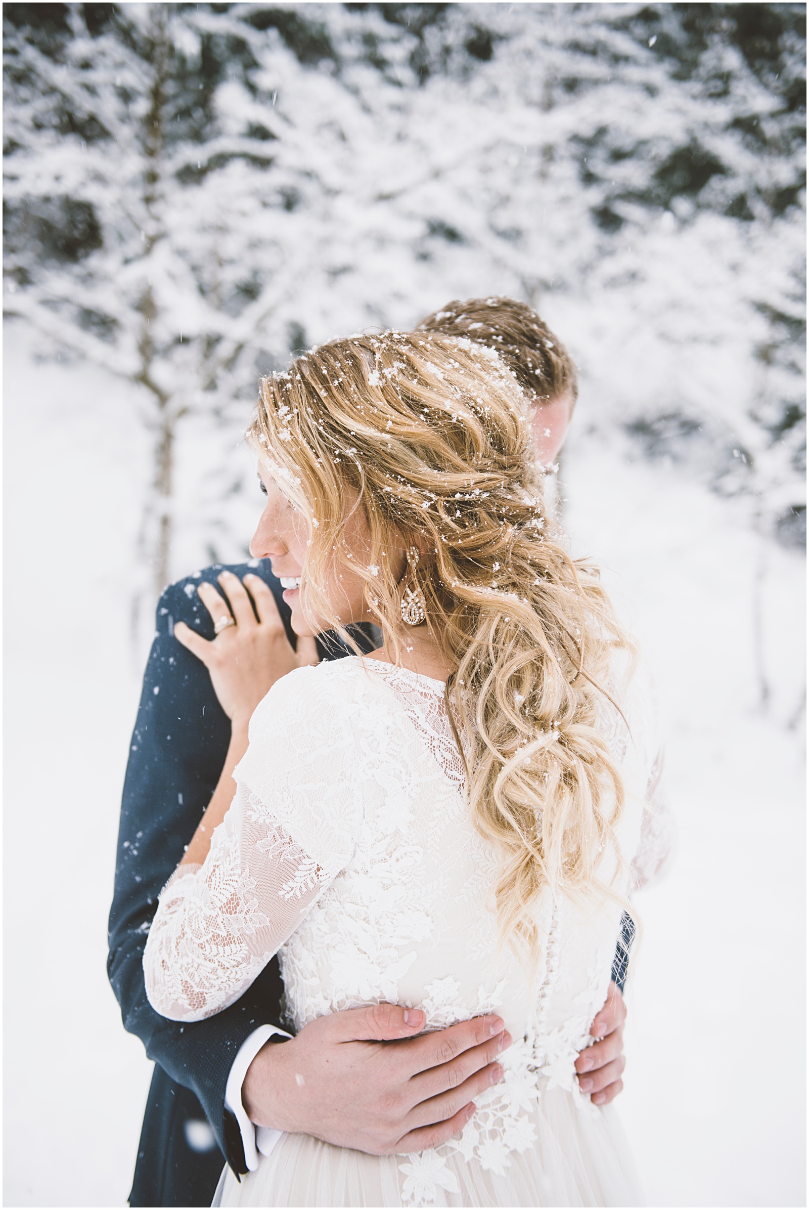 wedding, winter wedding, utah wedding, lace dress, lace wedding dress, snowy wedding shoot, bridals, winter bridals, bhld dress, bhld lace wedding dress, 