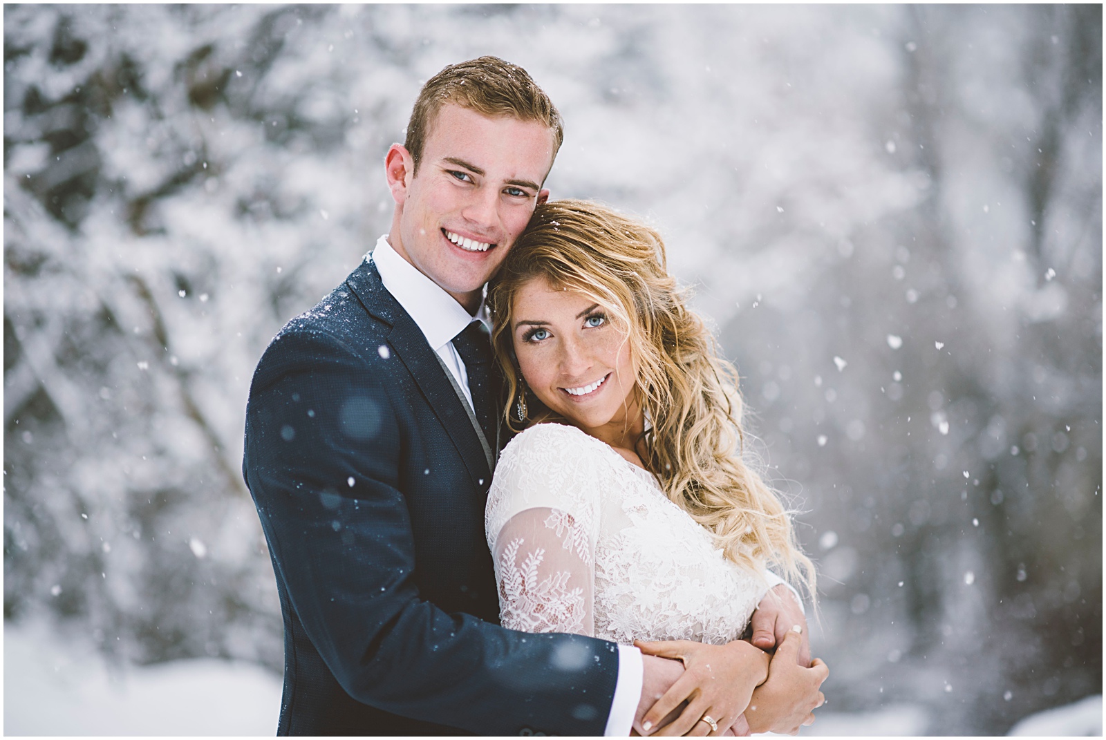 wedding, winter wedding, utah wedding, lace dress, lace wedding dress, snowy wedding shoot, bridals, winter bridals, bhld dress, bhld lace wedding dress, 