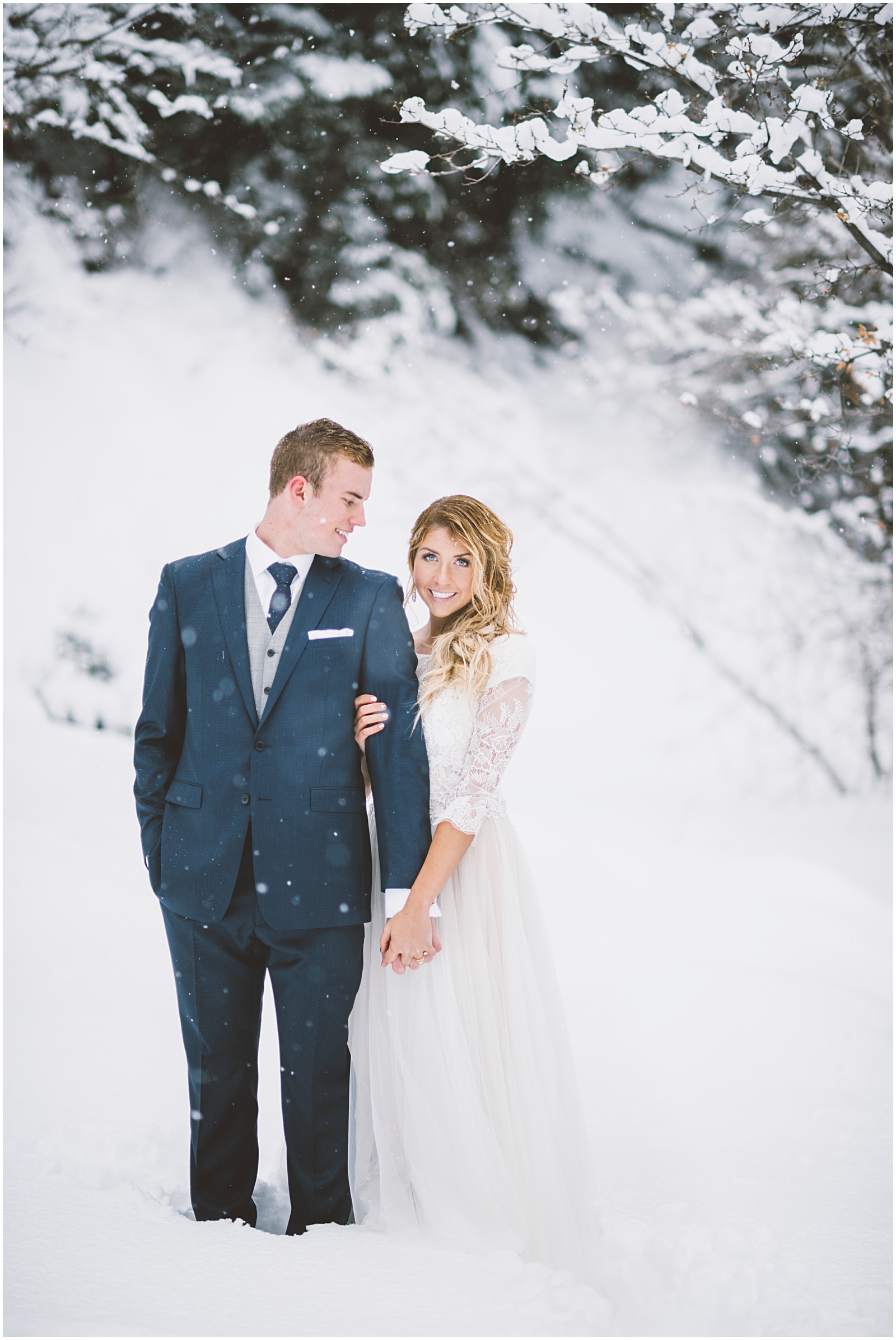 wedding, winter wedding, utah wedding, lace dress, lace wedding dress, snowy wedding shoot, bridals, winter bridals, bhld dress, bhld lace wedding dress, 