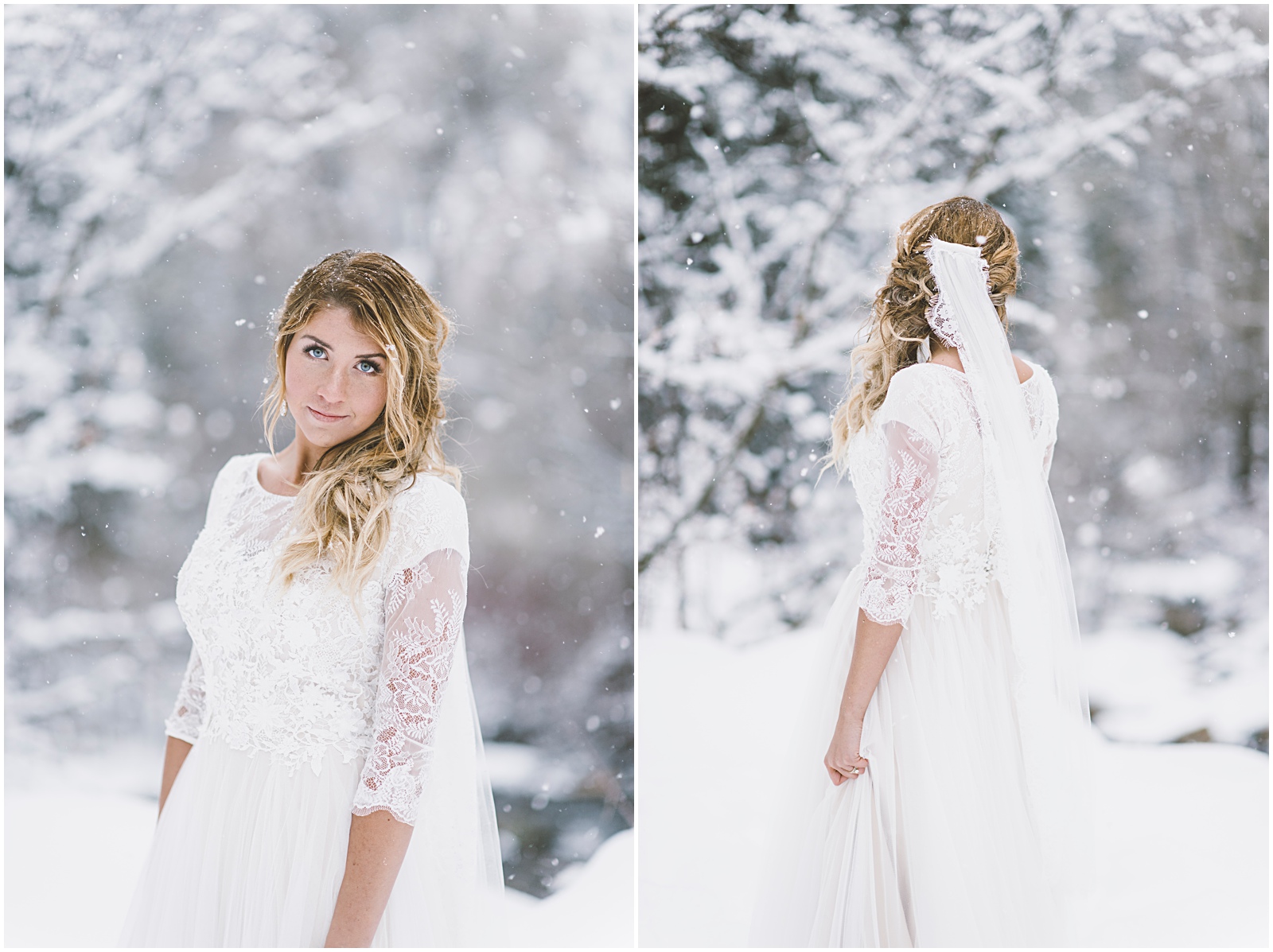 wedding, winter wedding, utah wedding, lace dress, lace wedding dress, snowy wedding shoot, bridals, winter bridals, bhld dress, bhld lace wedding dress, 